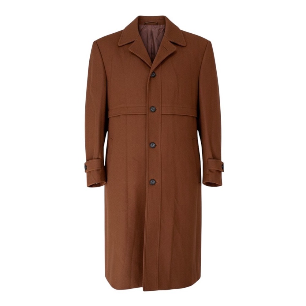 Coat Mens XL Storm Flap Long Jacket Brown Cozy Fall Autumn Winter Layering